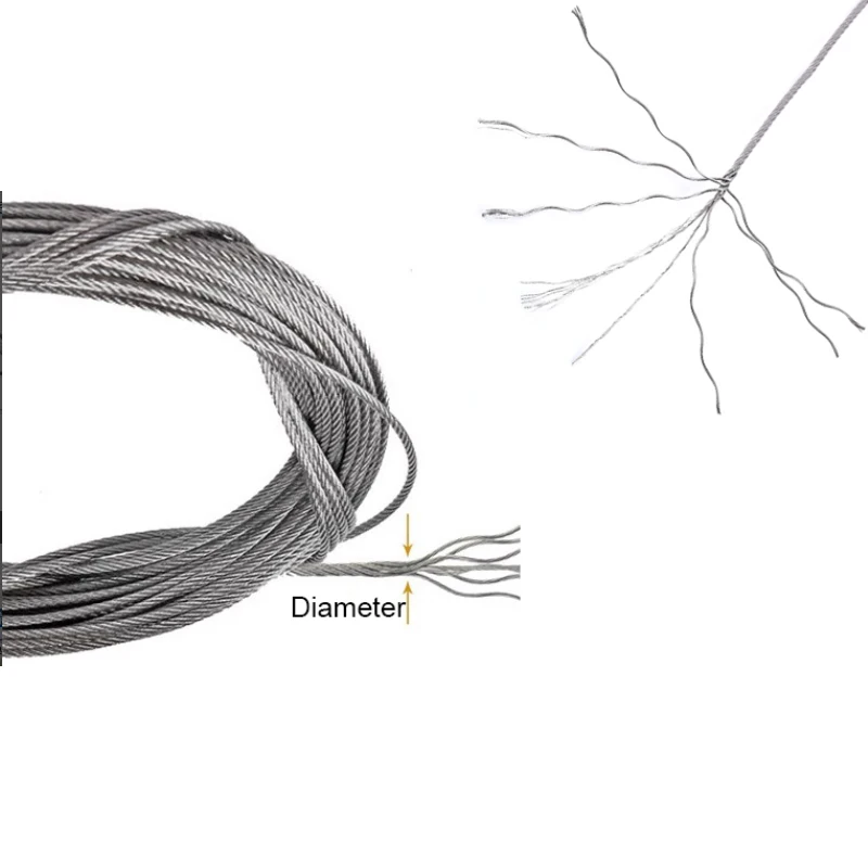 Imagem -03 - Peça 7*7 304 Diâmetro do Fio de 0.5 Mm3.0 mm Cabo Resistente Corda Fio de Jardim Kit de Rolo de Cerca de Fio de Trilhos Aço Inoxidável 1