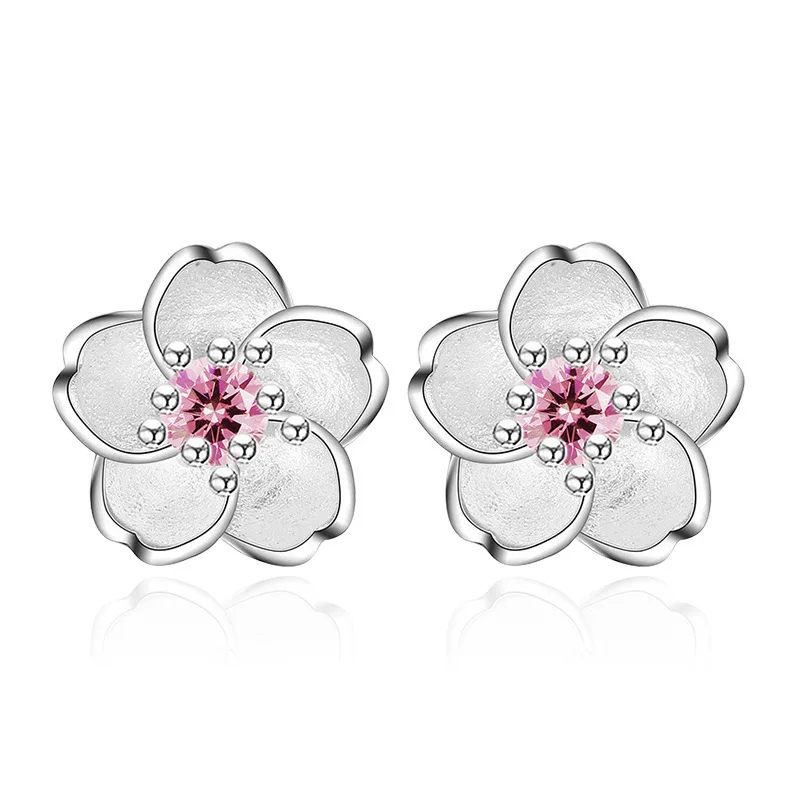 

925 Sterling Silver Earrings Flower Beautiful for Women Wedding Engagement Fine Jewelry Fashion Luxury Zircon Gift Stud Earrings