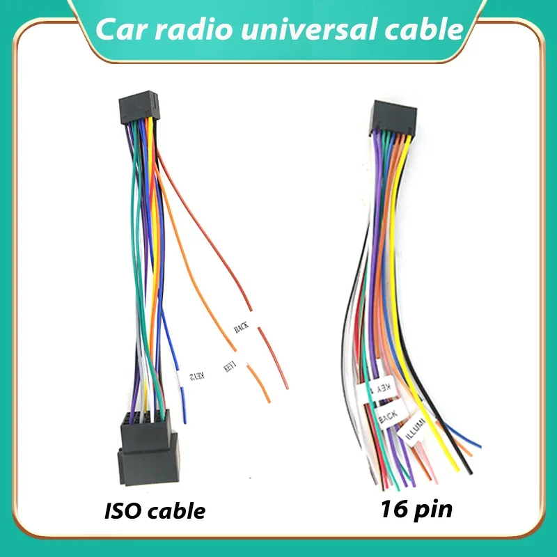 16 Pin To ISO Universal Power Cable Adapter for Android Car Radio Head Unit Male Plug and Plug 16P Wiring Harness Accessories