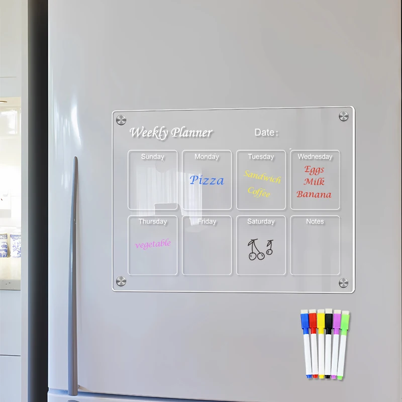 A3/A4 Clear Acrylic Fridge Magnets Calendar Monthly Weekly Planner Transparent Refrigerator Magnetic Personalized Sticker Deco