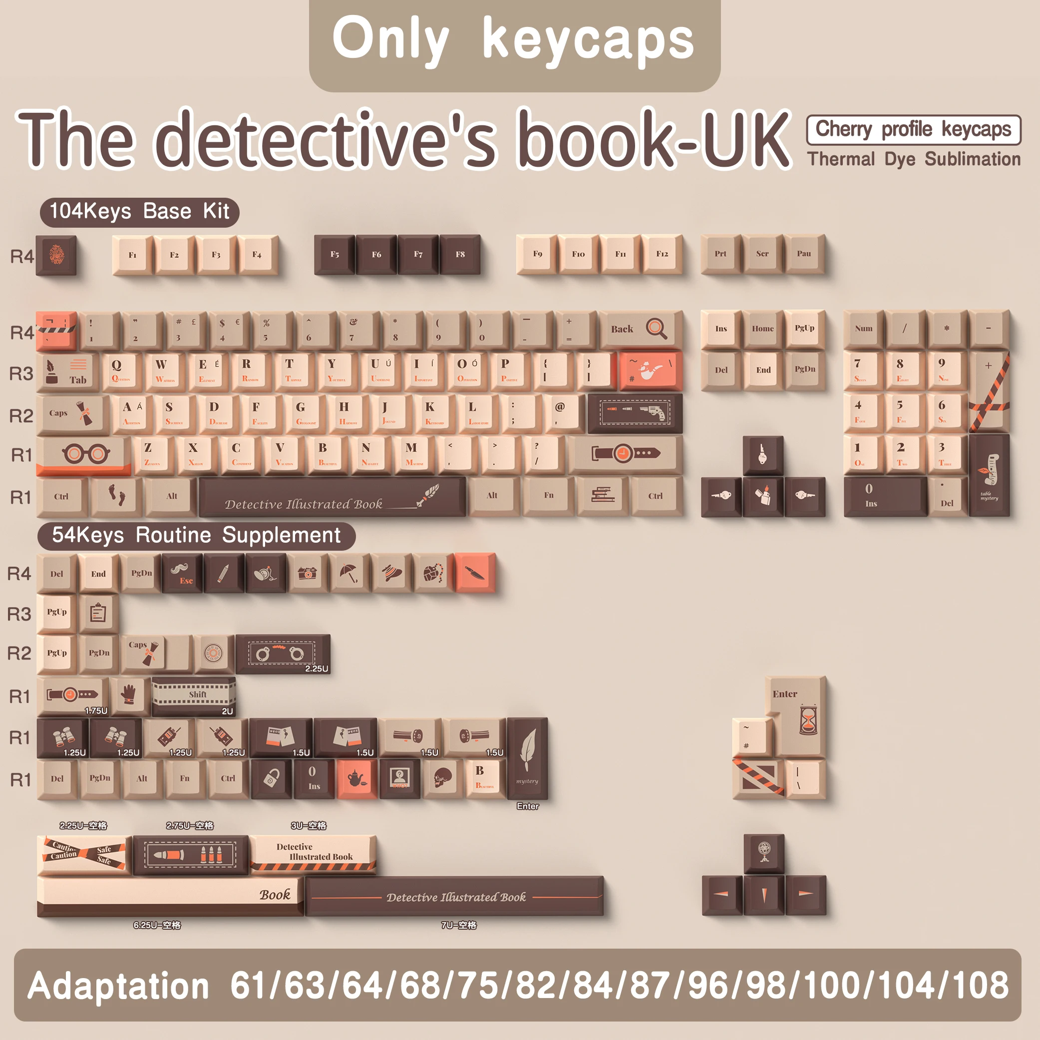 Duits/Spaans/Frans/Russisch/Abnt 2/Uk/Koreaanse Keycaps Cherry Profile Pbt Keycaps Dye-Sub Voor Mechanische Keyboard Detective Iso
