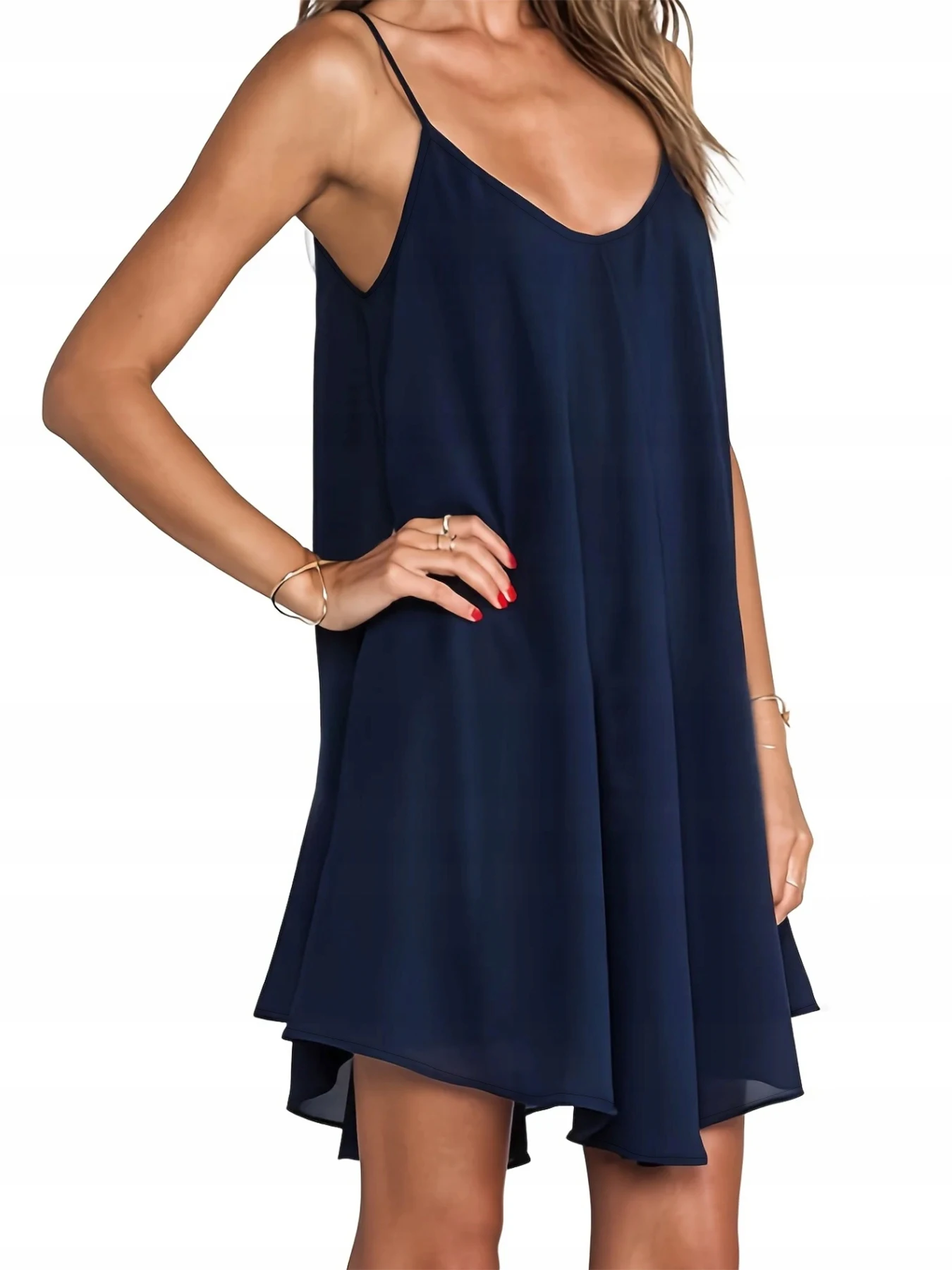 เดรสยาวคอวีสีพื้น ดีไซน์ชายกระ - Shift Dress Sleeveless บทวิจารณ์และราคา