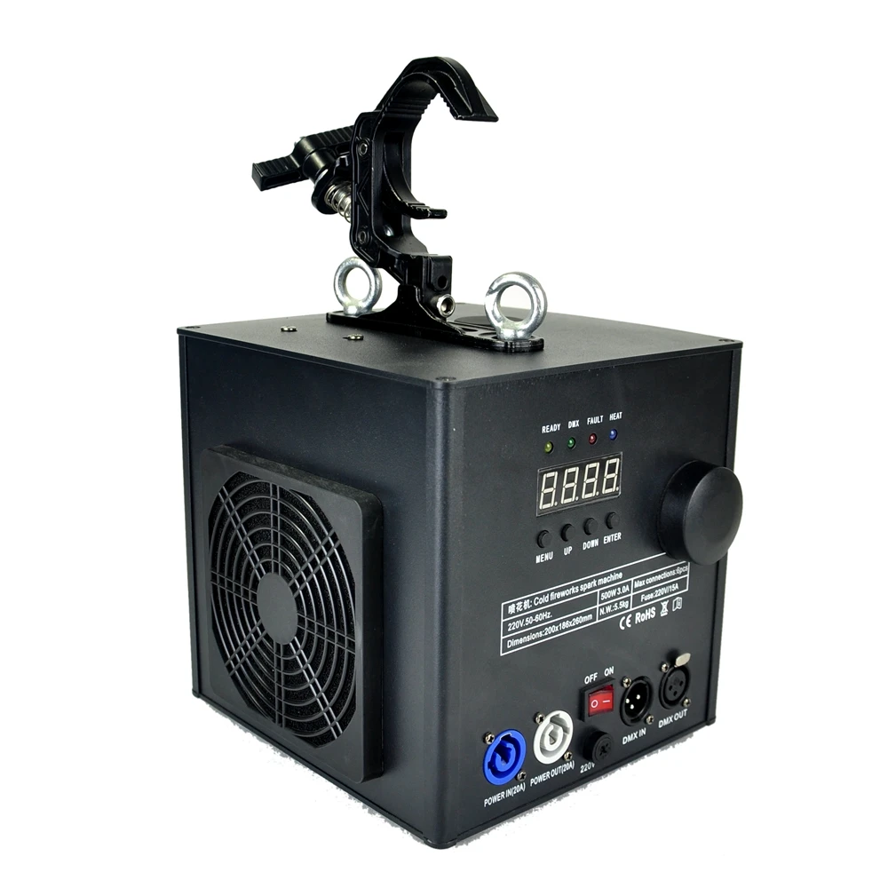 Pendurado Spark Machines para Equipamento de Palco DMX Upside Down, Disco DJ e Casamento, Frete Grátis, 500W