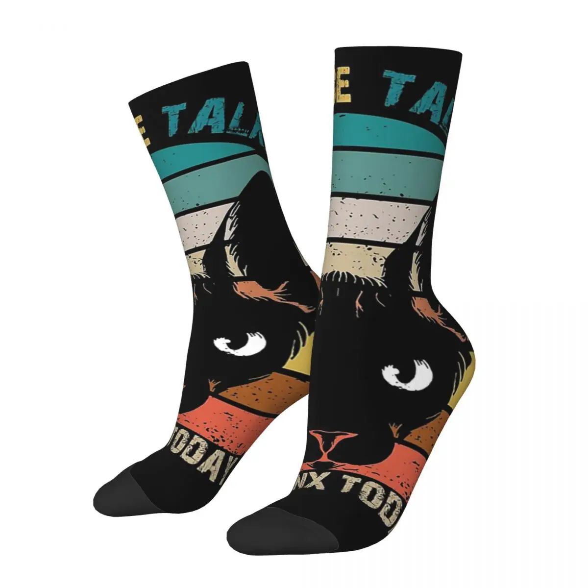 Funny Crazy Sock for Men I Will Only Be Talking To My Cat Personalized Cat Breed Harajuku Sphynx Hairless Cat  Pattern Crew Sock