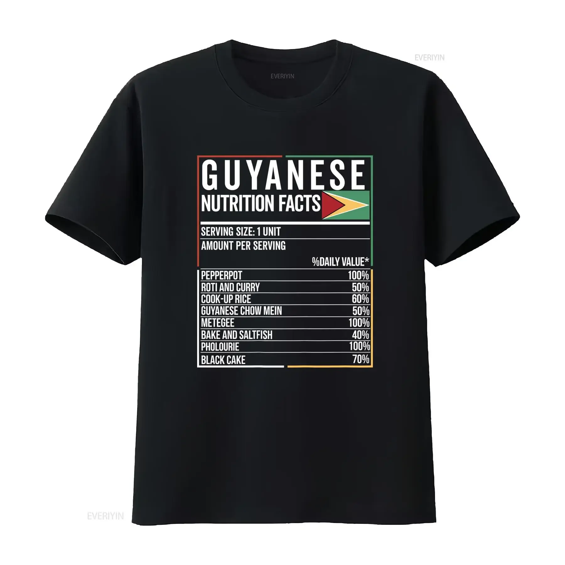 Guyanese Nutrition Facts Flag Food Pride DNA Guyana T Shirt Unique Design for Lovers vintage Washed graphic streetwear fashion