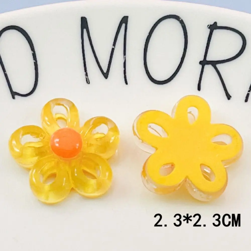 할로우 5 꽃잎 꽃 송진 액세서리, 투명 아크릴 전화 케이스 장식, 꽃 헤어 클립, 헤어 액세서리, 5 개