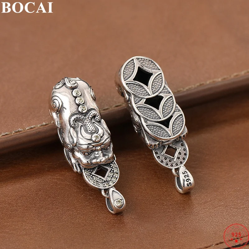 

BOCAI S925 Подвеска из стерлингового серебра для мужчин и женщин PiXiu Wealth-bringing Beast Древние монеты с узором Амулет Ювелирные изделия оптом