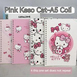 Sanrio Hello Kitty-Cuaderno de dibujos animados A5 para estudiantes, herramienta de escritura escolar, Juego de 4 libros