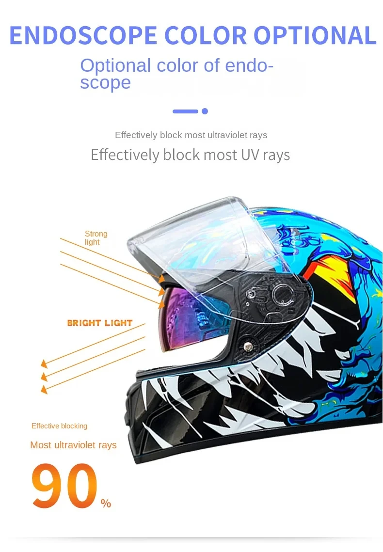 LVS-701 Safety Motorcycle Helmets Full Face Dual Lens Racing Helmet Strong Resistance Off Road Helmet DOT Approved