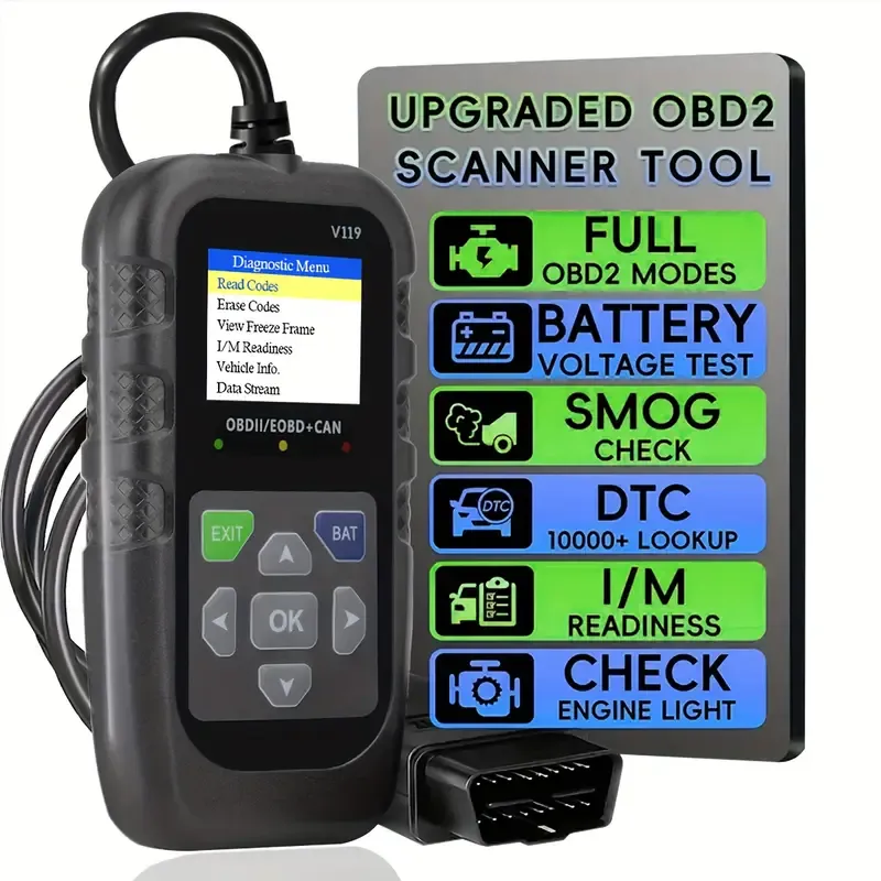  V119 OBD2 Scanner Code Reader USB Powered Car Diagnostic Tool EOBD CAN Check Engine Light Reset Voltage Tester For All Cars 