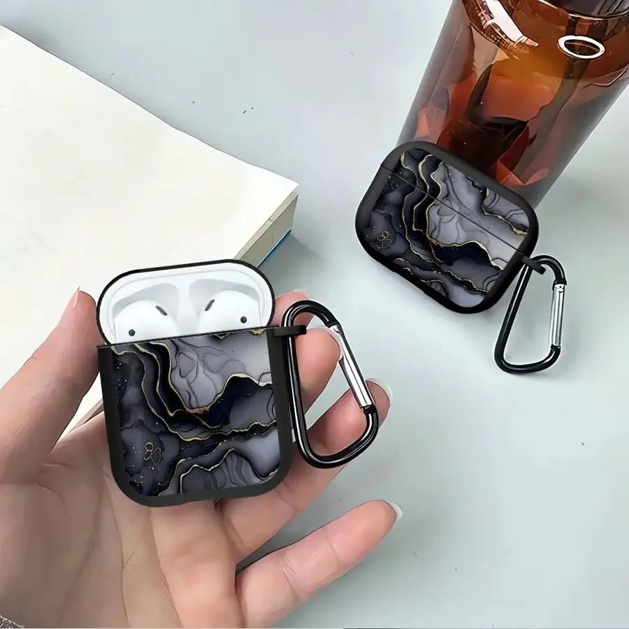 

Black Gold Marble Pattern Earphone Cases Cover Case For Airpods 3 2 Pro2 Pro Pro3 4 1