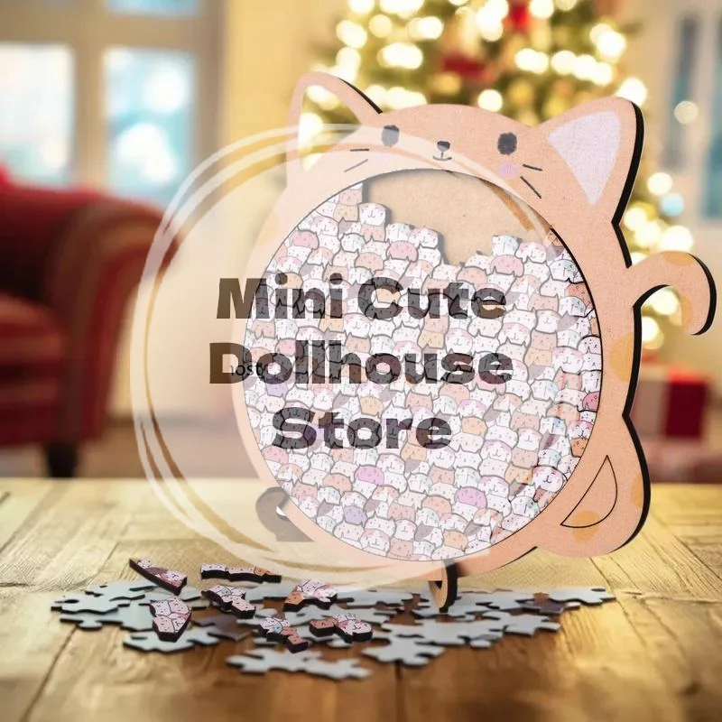 

Delightful Kitty Shaped Wooden Puzzle Toy; Engaging Educational Game; Wonderful Christmas Presents