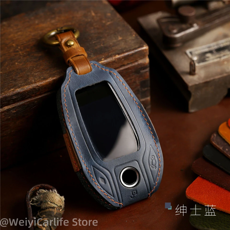 

Leather Car Key Case LCD Smart Remote Cover LED Display Shell Chain For BMW 5 7 Series G12 G30 G31 G01 G02 X5 X7 M5 M8 M760Li
