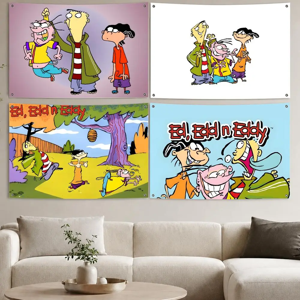Funny E-Ed E-Edd n Eddy Cartoon Flags Aesthetic Wall Tapestry Printed Wall Hanging Living Room Party Outdoor Decor