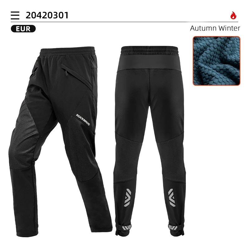 ROCKBROS Fahrrad Hosen Winter Fahrrad Lange Hosen Thermische Fleece Reflektierende Radfahren Hosen Warme Winddicht Männer Sport Hose EUR Größe