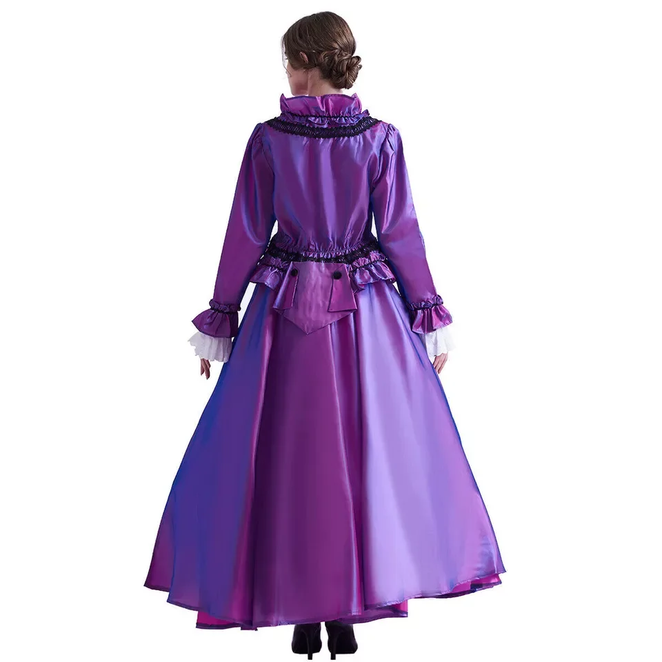 Europäische mittelalterliche Renaissance lila edles Temperament Satin Robe Kleid Cosplay Halloween Party Kostüm angepasst