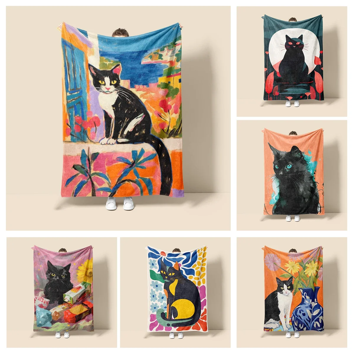 

Home decoration plush Throw Sofa blanket Anime animals Bedspread on the bed fluffy soft blankets decor Plaid Modern cat black