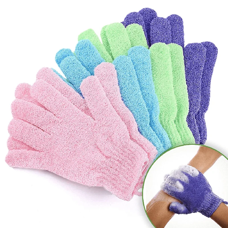 Five-finger Rubbing Bath Towel, Colourful Exfoliating Gloves, Bath Gloves for Shower, Double Sided Exfoliating Gloves