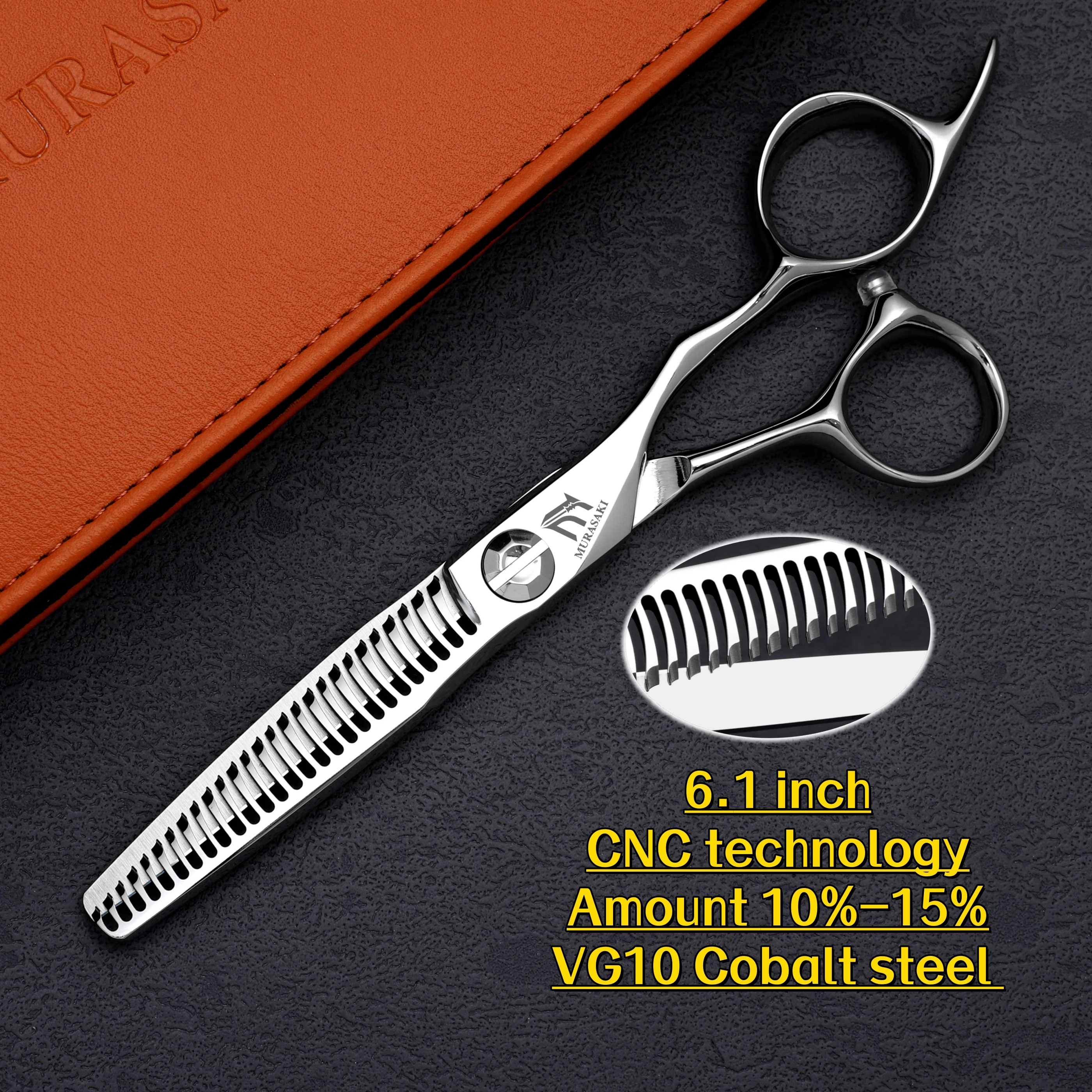 MURASAKI 6 Zoll professionelle CNC-Ausdünnungsschere, hergestellt aus japanischem VG10-Stahl, Friseurschere, erstklassige Haarschneidemaschine – Detail 8