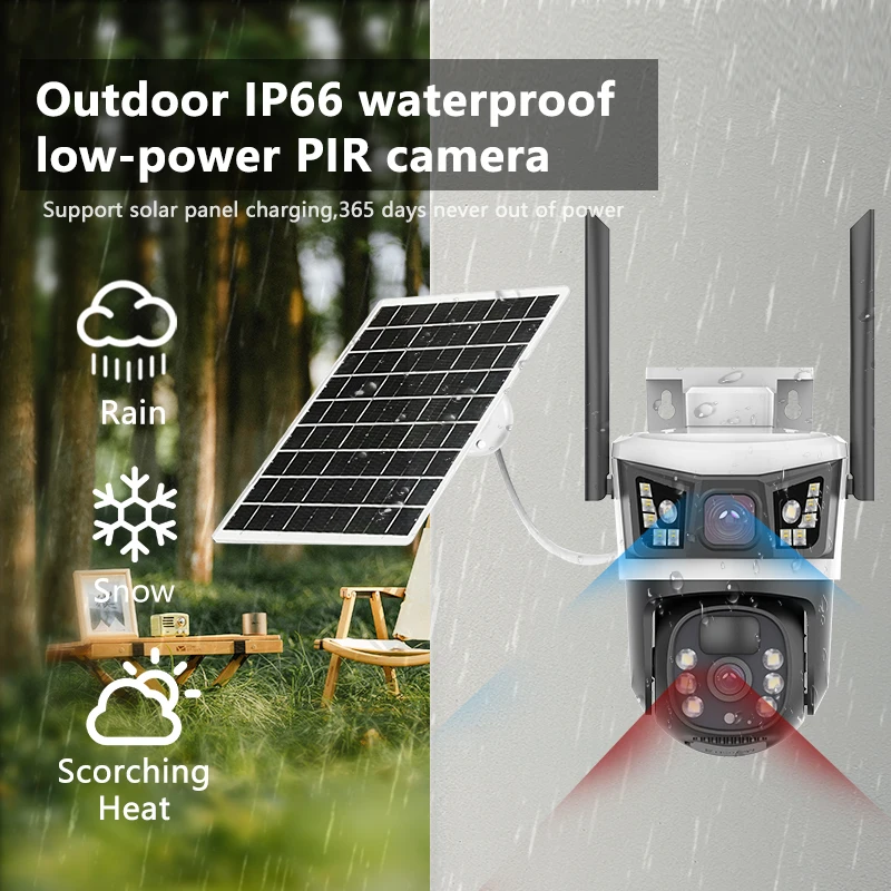 Yoosee Solar 4G IP Camera Outdoor 12MP 6K Dual Lens Dual Screens Security Video Monitor Night Vision Waterproof CCTV Cameras