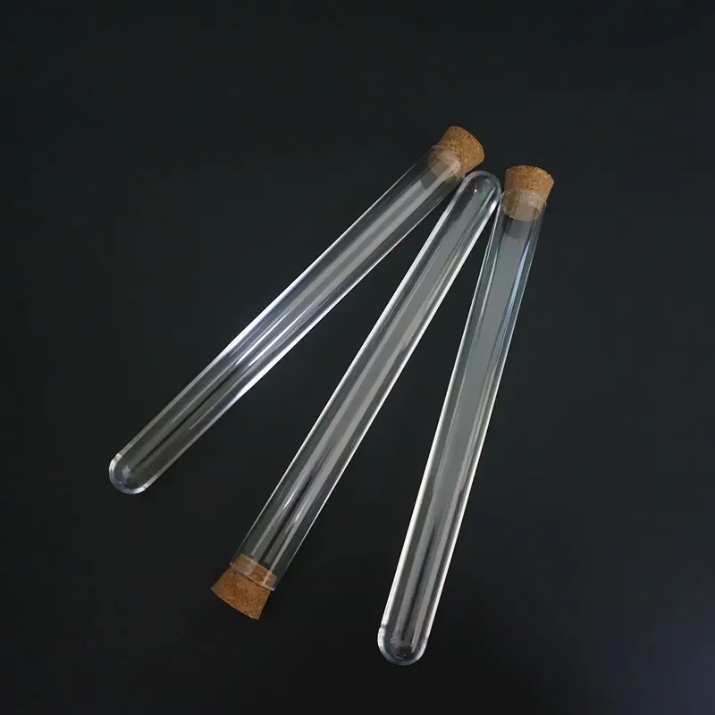 20pcs 50pcs 100pcs 18x180mm Clear Plastic Test Tubes with Corks Stoppers Wedding Favor Gift Tube Laboratory School