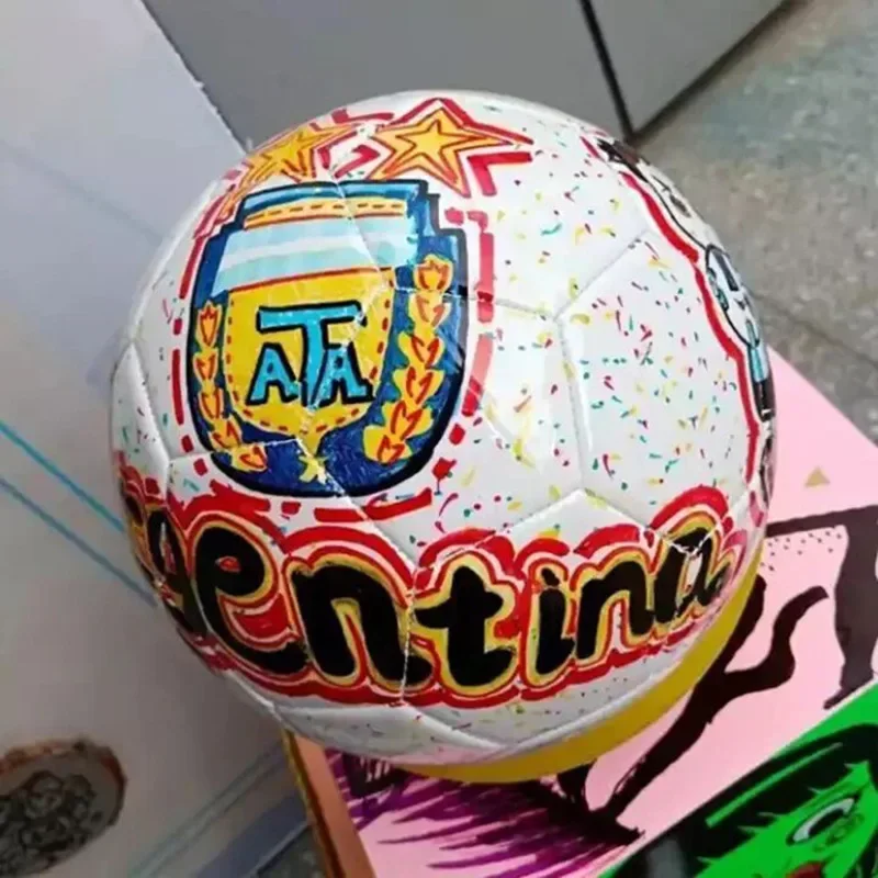 Rozmiar 3/4/5 piłka nożna dla dzieci DIY kolorowanie malowana piłka nożna biała podpisana reklama piłka nożna na świeżym powietrzu trening mecz chłopcy prezent