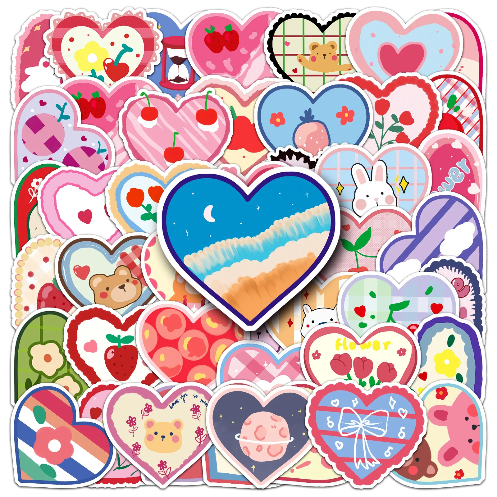 

50PCS Love Doodle Cartoon Style Text DIY Decorative Laptop iPad Stationery Suitcase Waterproof Stickers Kids Toy Gift