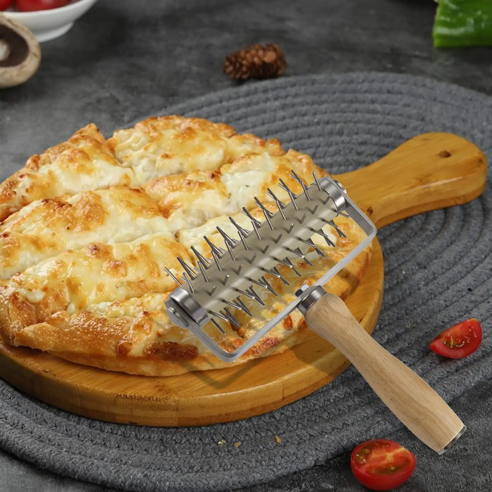 Pizzateig Docker Teiglöcher Maker Edelstahl Küche Gebäck Roller mit