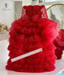 Puffy Sequins Red Princess Flower Girl Dresses for Weddings Party Birthday Pageant Wedding First Communion