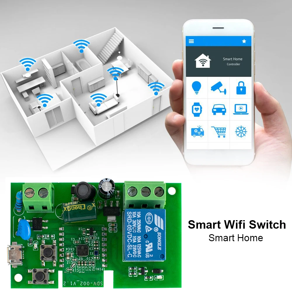 Imagem -03 - Módulo Interruptor Wifi Inteligente 12v 24v 220v 85250v App Ewelink Controle Remoto Canal Inching Relé Trabalhar com Alexa Google Home