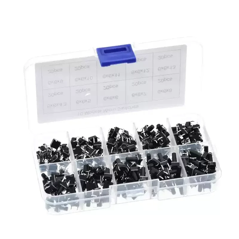 10 Values 6×6mm Vertical Tactile Push Button Switch Assorted Kit 100PCS/200PCS Momentary Micro Switch for Household Appliance Re