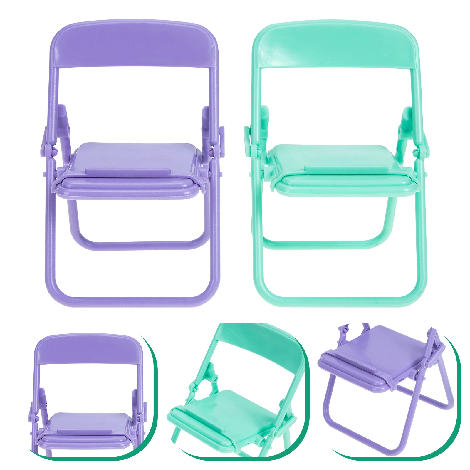 2 Pcs Miniature Furniture Folding Chair Toys for Toddlers Chairs Foldable Plastic Dollhouse Miniatures Baby