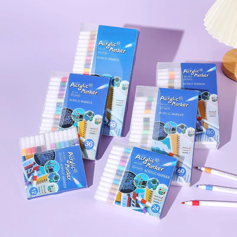 12-80 Colors Acrylic Markers, Multi-Surface Paint Pens for Ceramic, Glass, Stone, Fabric & Canvas Art, Graffiti Supplies