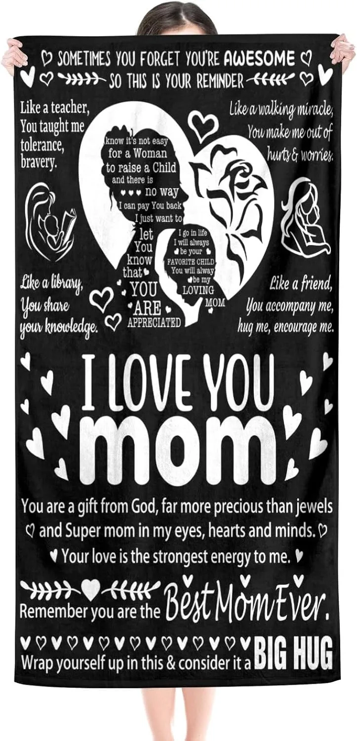 Best Mom Ever Bath Towels Mother's Day Pool Towel Microfiber Quick-Dry Beach Towel For Yoga Tourism Beach GYM Camping Swimming