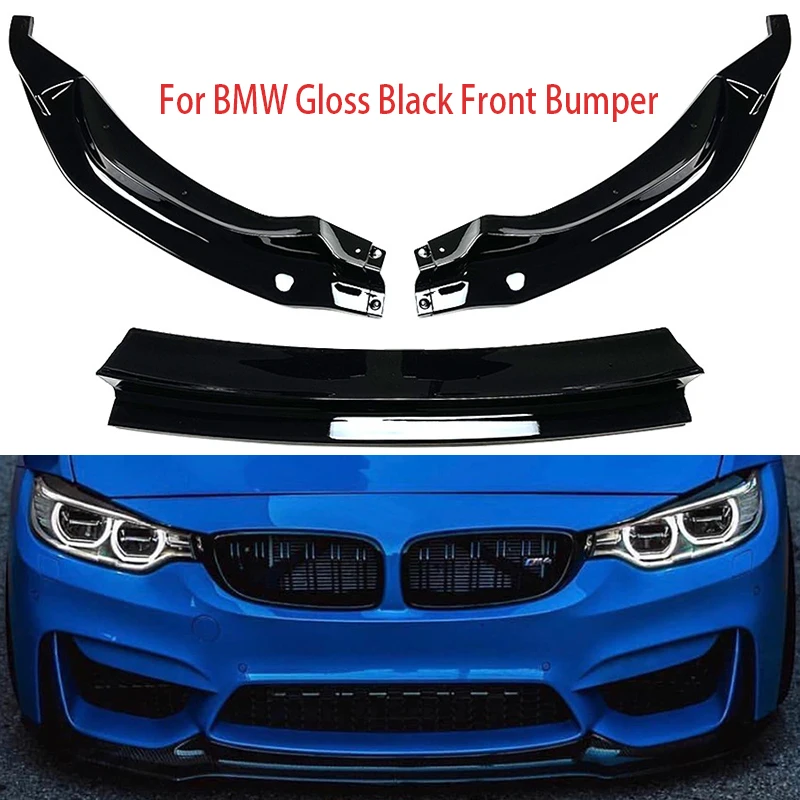 

For Bmw For F80 F82 F83 M3 M4 V Style 2015-2020 Front Bumper Splitter Lip Spoiler Car Diffuser Bodykits Cover Guard Protector ki