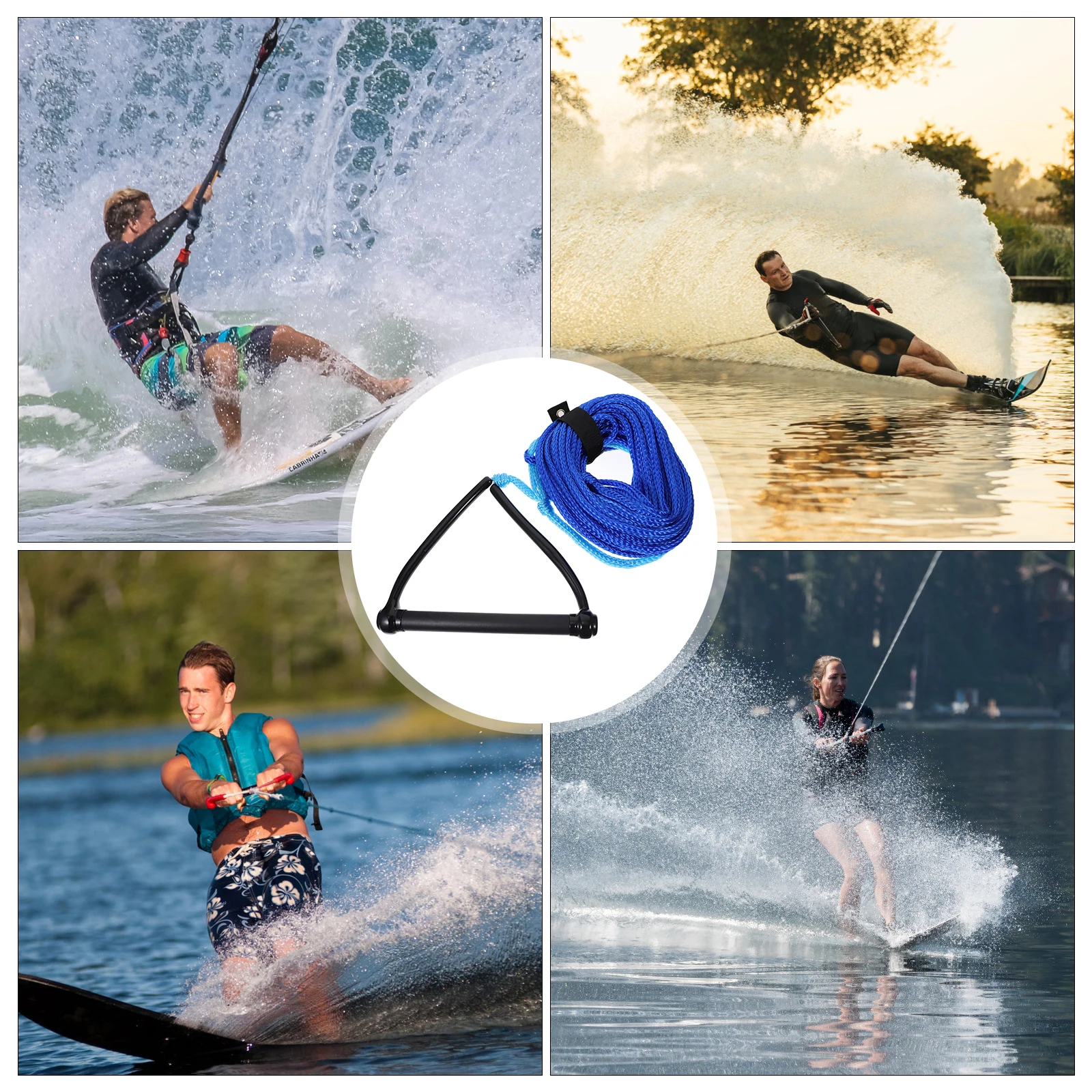 

1-Section Black Handle Water Ski Rope Nylon Lightweight Easy to Handle for Wakeboard Kneeboard Watersports Water Ski Rope