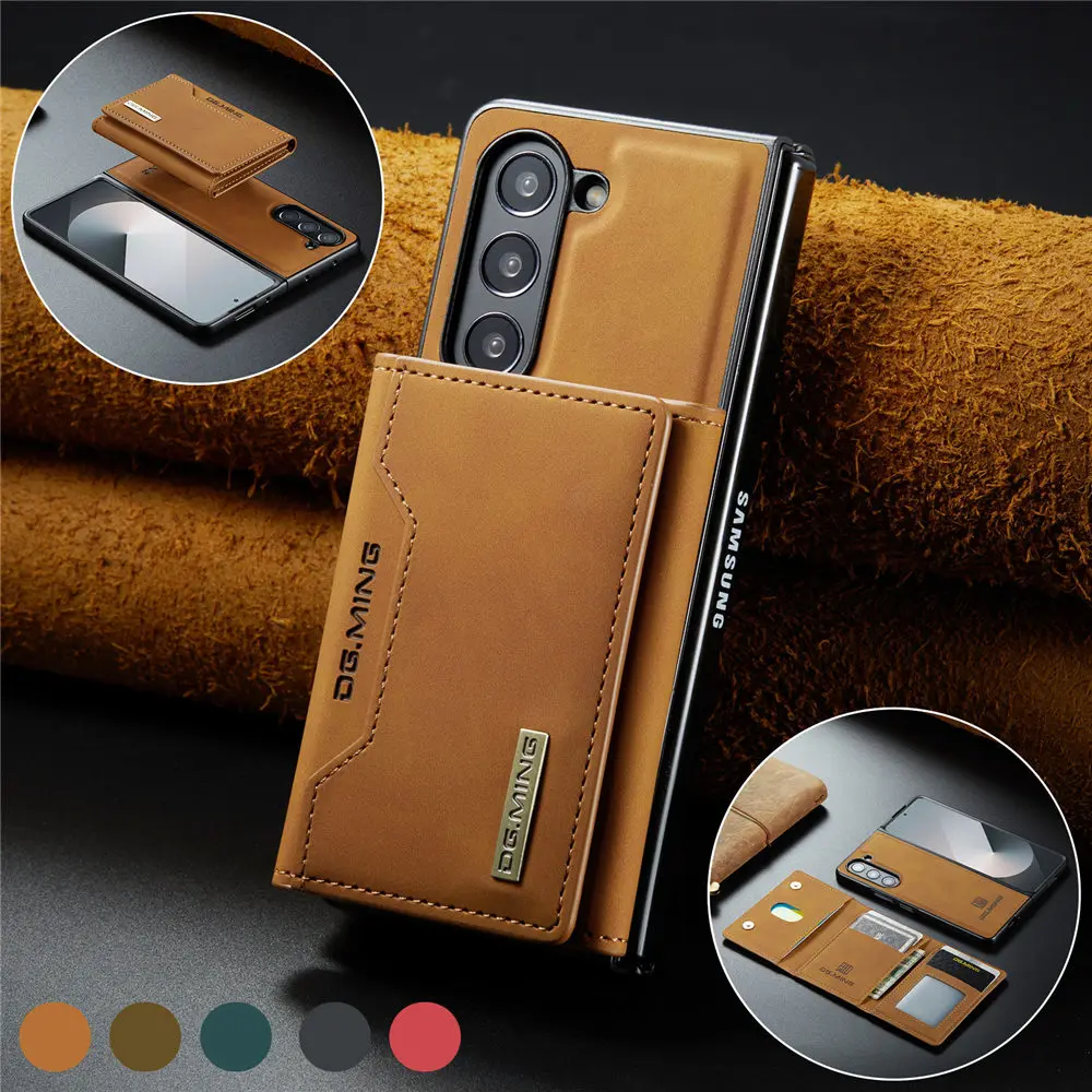 2 In 1 Magnetic Vintage Wallet Cards Slot Leather Case For Samsung Galaxy Z Fold 8 Ultra Fold 7 Fold 6 Fold 5 4 Shockproof Cover