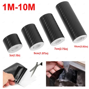 1-10M 3D Car Carbon Fiber Sticker DIY Paste Protector Strip Auto Door Sill Side Mirror Anti Scratch Tape Black Waterproof Film