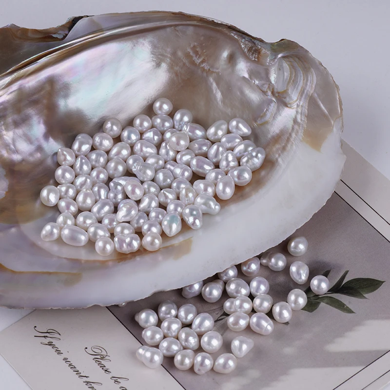 6-7mm/7-8mm White Irregular Baroque Keshi Freshwater Pearl Real Natural Pearl Beads Factory Wholesale 10 Pieces/bag