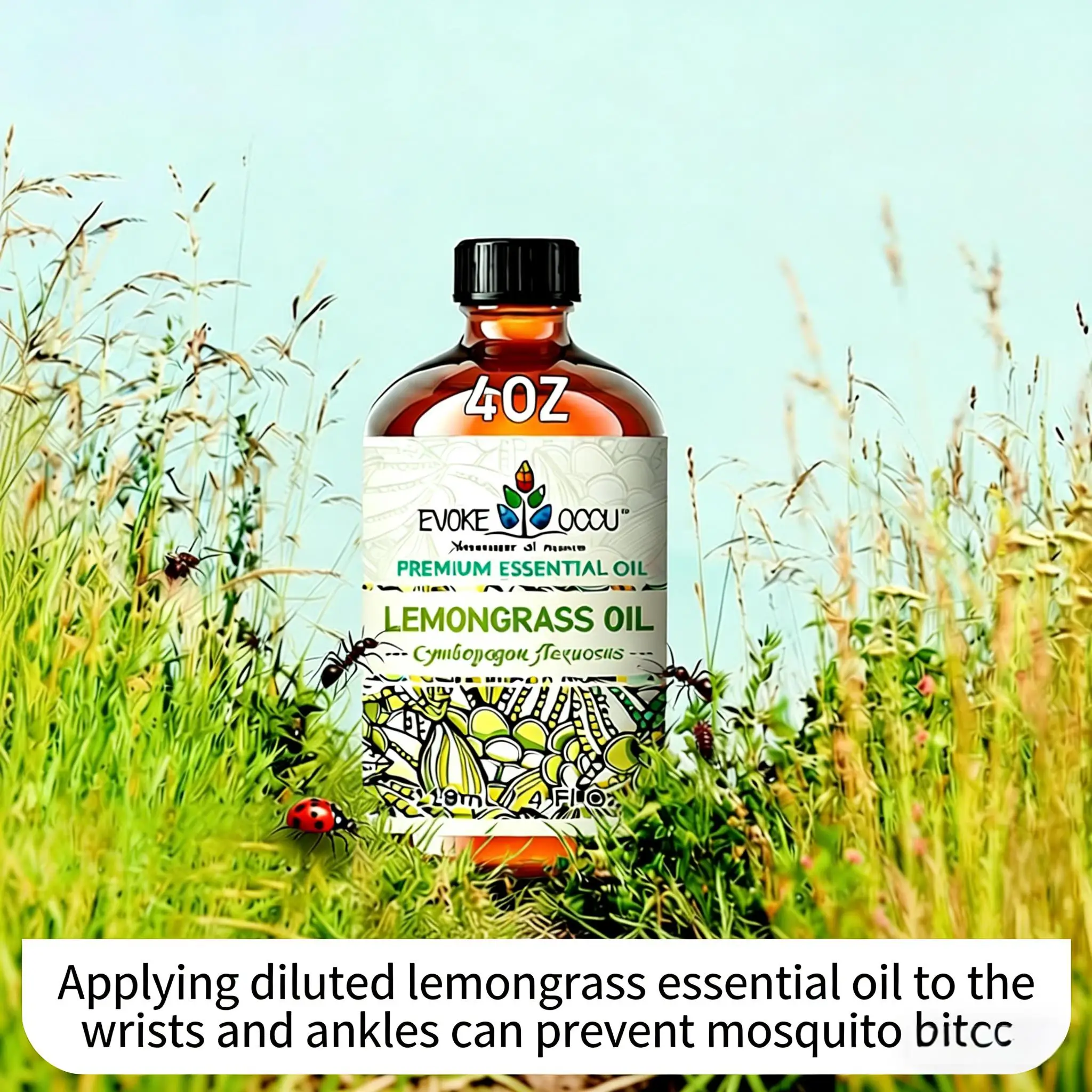 EVOKE OCCU Lemongrass Essential Oil, 118ML/4 Fl.Oz. Pure Natural Essential Oil for Diffuser Candle Soap Making Skin Hair Massage