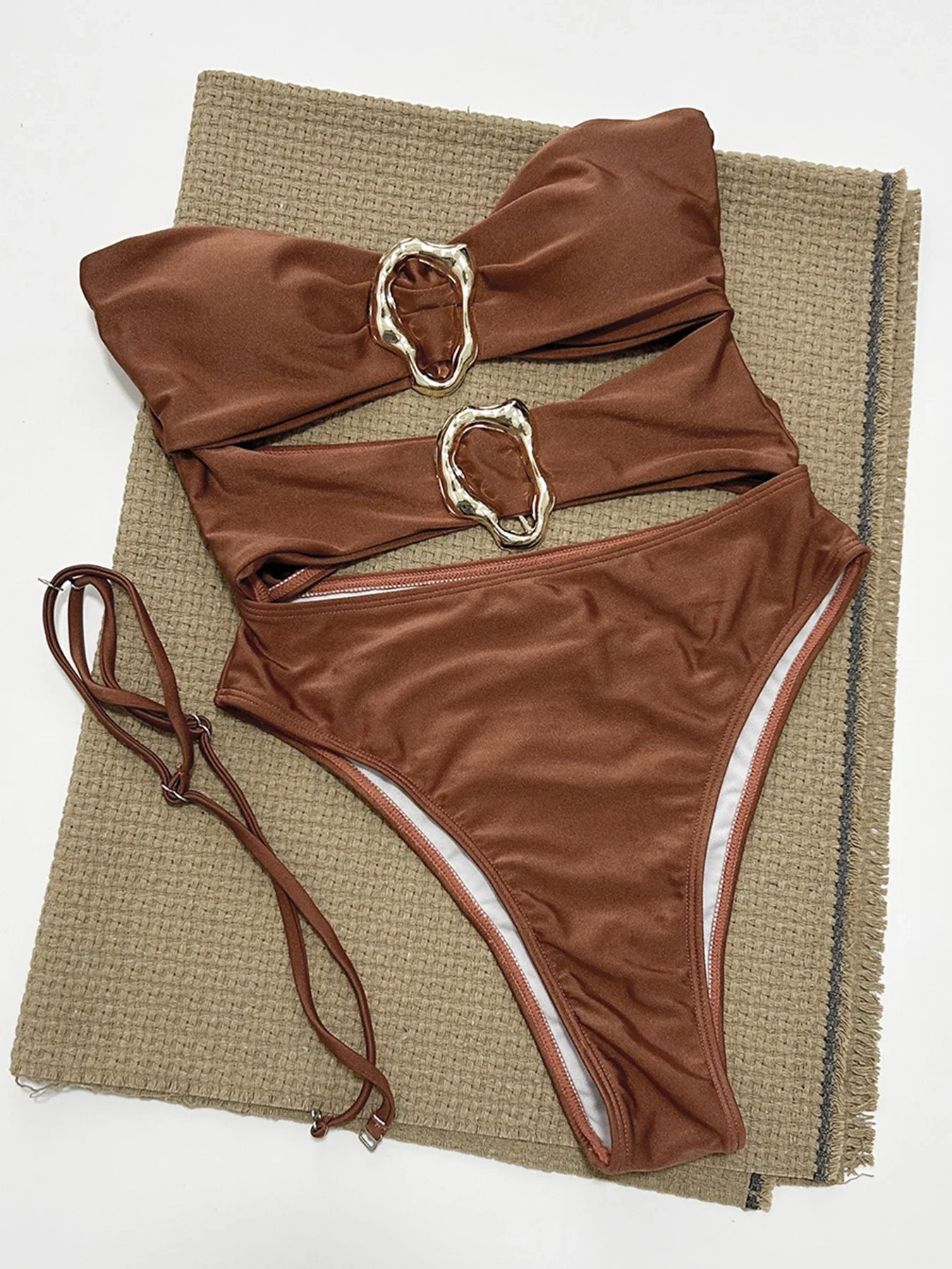 2025 ใหม่เซ็กซี่ Hollow Out One Piece ชุดว่ายน้ําผู้หญิง Bandeau Push Up ชุดว่ายน้ําหญิงชุดว่ายน้ํา Beachwear Monokini