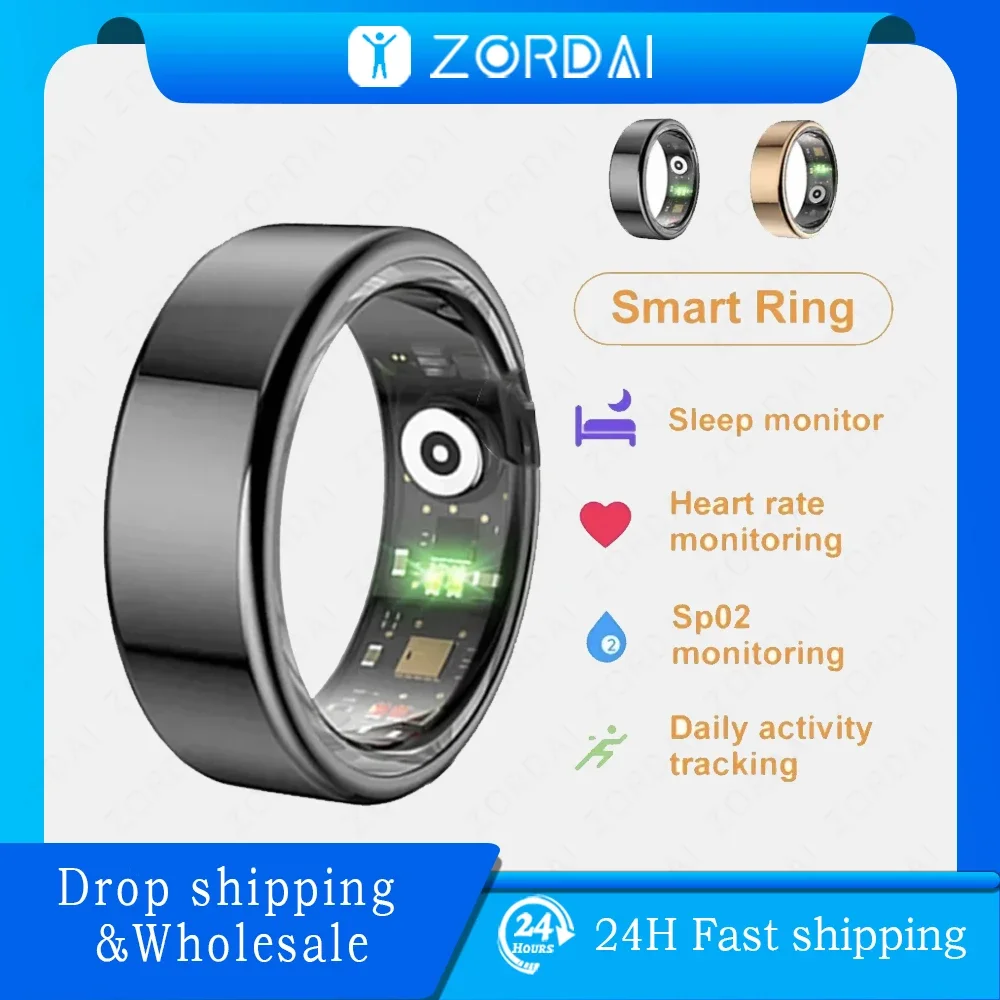 

Zordai R02 Smart Ring Military Grade Titanium Steel Shell Health Monitoring IP68 Waterproof Sport Modes Sleep Monitor Men Women