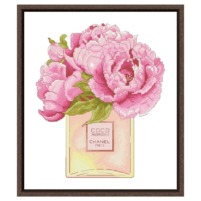 Peony bouquet cross stitch kit Lily Iris Perfume18ct 14ct unprint canvas fabric cloth cotton thread embroidery DIY handmade