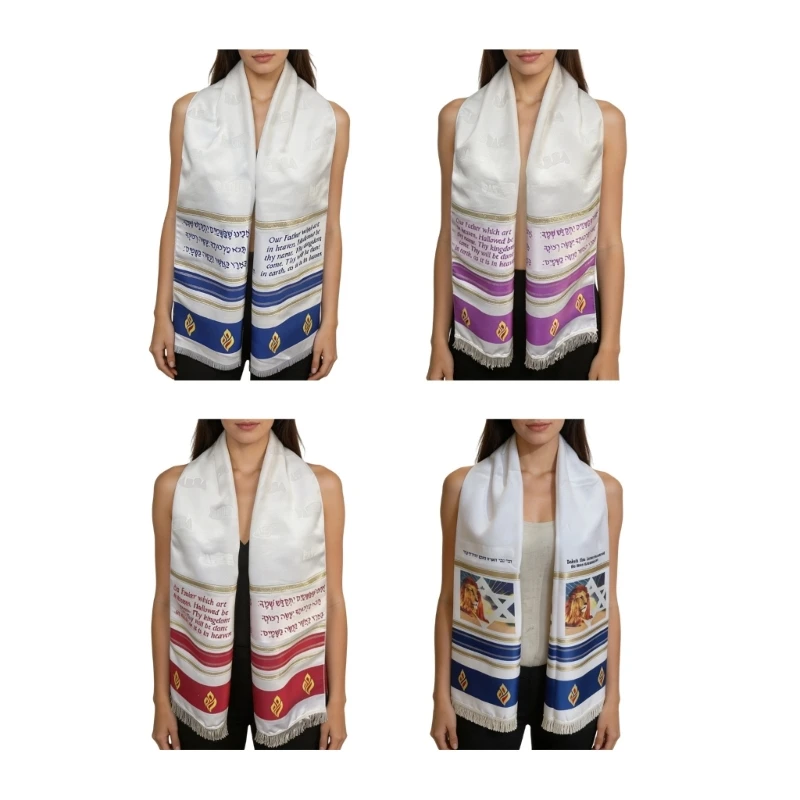 

X5XA Long 160cm Polyester Prayer Scarf Shawl Unisex Neck Scarf With Fringe For Four Season And Occasion