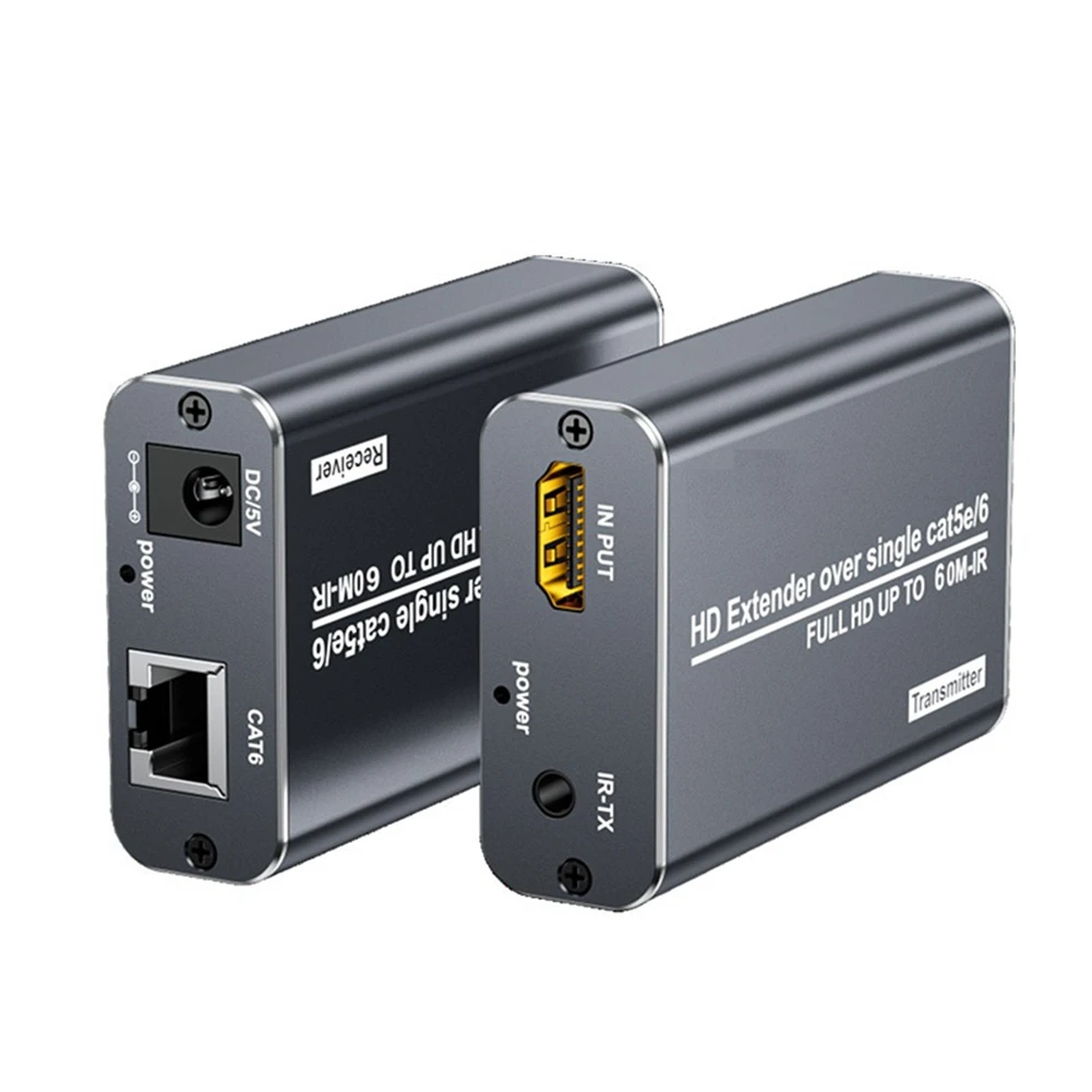 A26Z -Compatible Extender RJ45 to -Compatible 60M Extender over Cat5e/6 Cable 1080P -Compatible Repeater US PLUG
