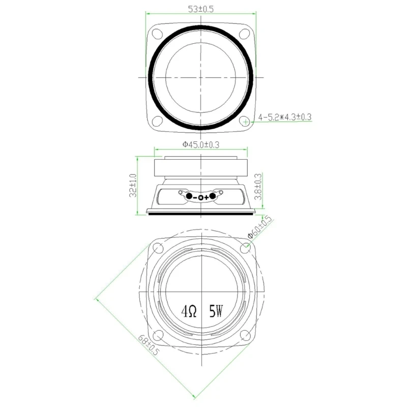 R91A เต็มรูปแบบมัลติมีเดียลำโพง 4Ohm 5W 53 มม.ด้านนอกลำโพงแม่เหล็กสำหรับ DIY