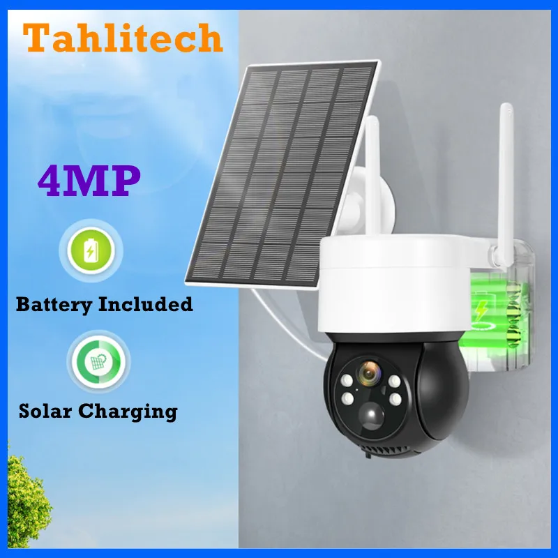 

4MP WiFi Solar Camera Outdoor Night Vision PTZ IP Camera With Solar Panel Recharge Battery 4MP CCTV Video Surveillance Cameras