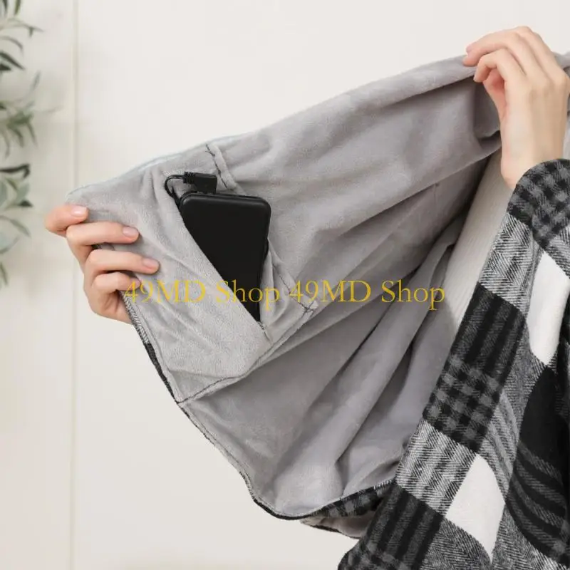 49MD Lightweight Heated Shawl USB Powered Heating Pad 3-Gear Adjustable Scarf Warmth Neckerchief Capelet For Home Car Use