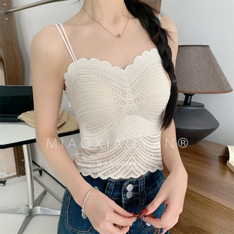 Seamless Lace Camisole with Built-in Bra Padded Bralette Backless Ruched Fashion Soft Layering Tank Top for Women Outwear