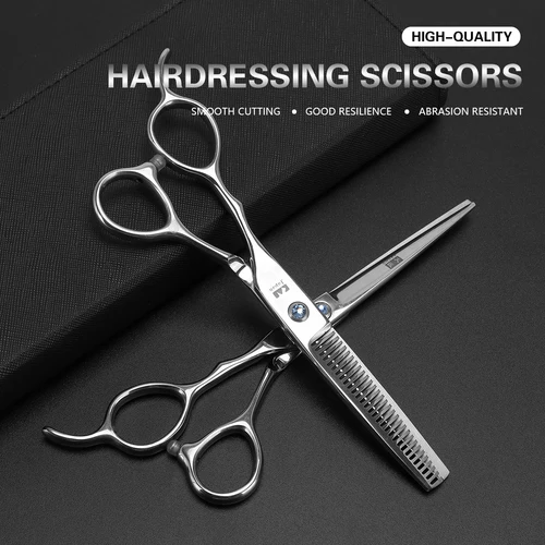 Imagen 2 del producto Tijeras profesionales para cortar el pelo de la mano izquierda, herramientas de peluquería de plata inoxidable, 6""